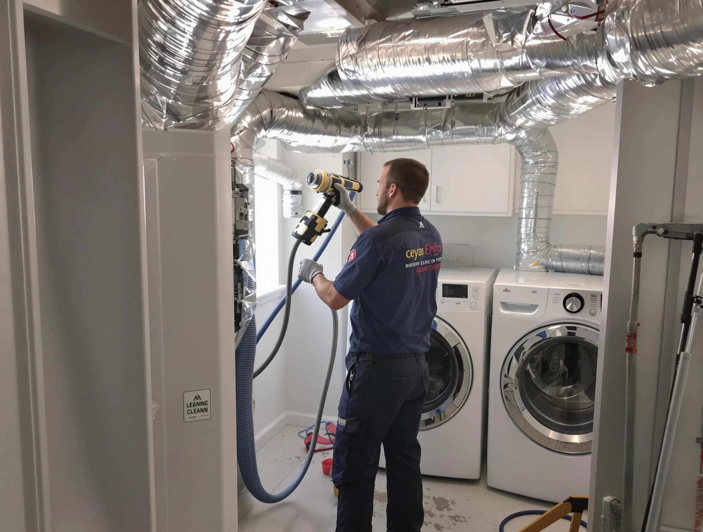Edmond Dryer Vent Cleaning specialist using advanced equipment for thorough duct cleaning in Edmond