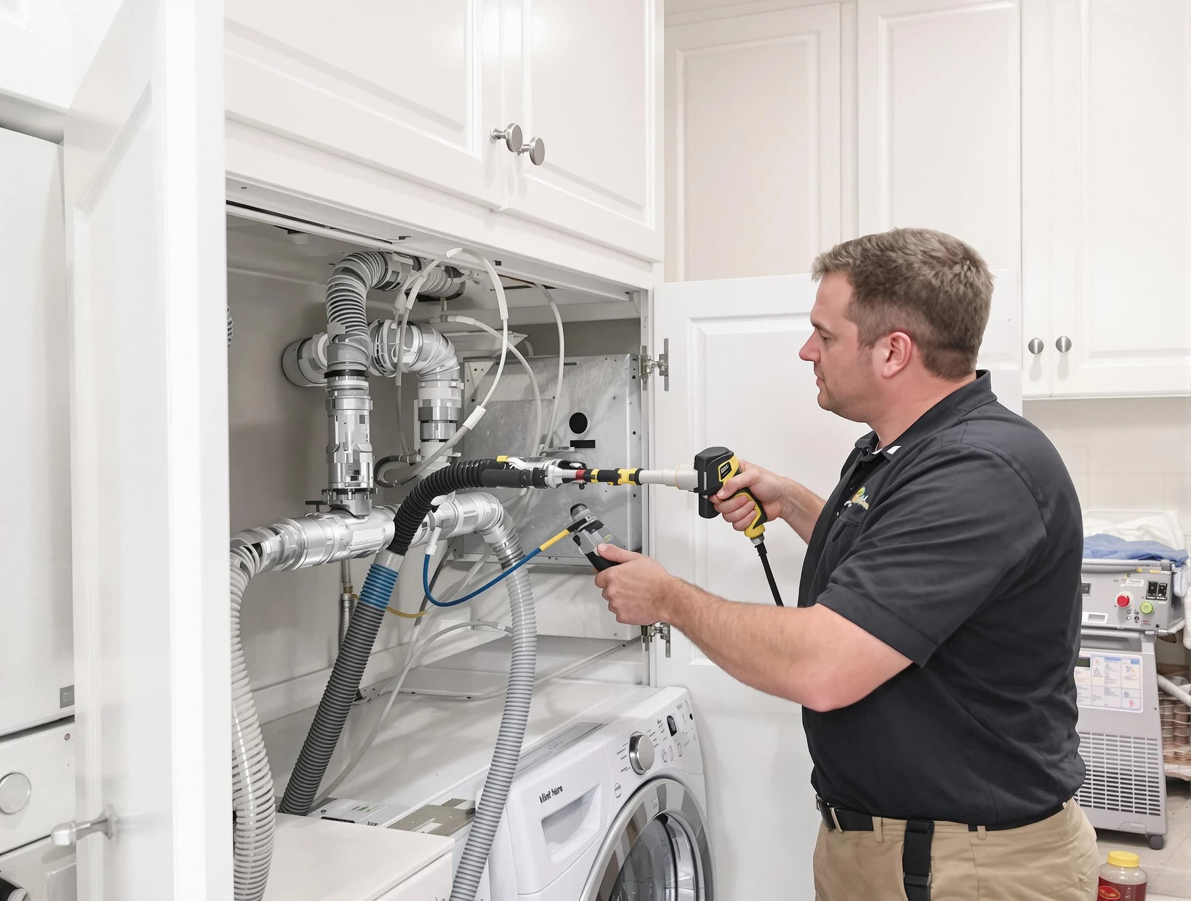 Edmond Dryer Vent Cleaning professional removing severe blockage from a clogged dryer vent in Edmond