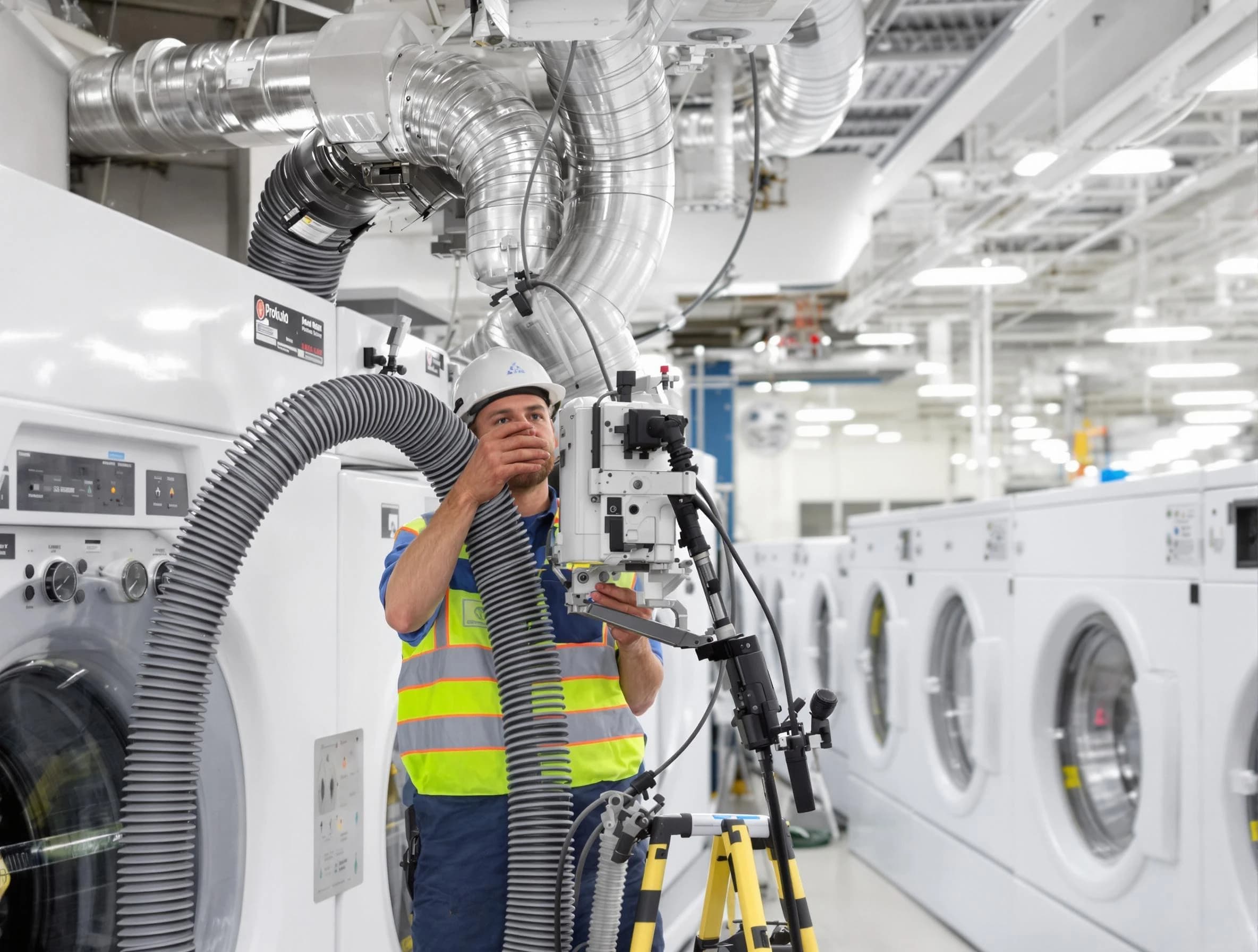 Edmond Dryer Vent Cleaning team performing commercial-grade dryer vent cleaning at a business facility in Edmond
