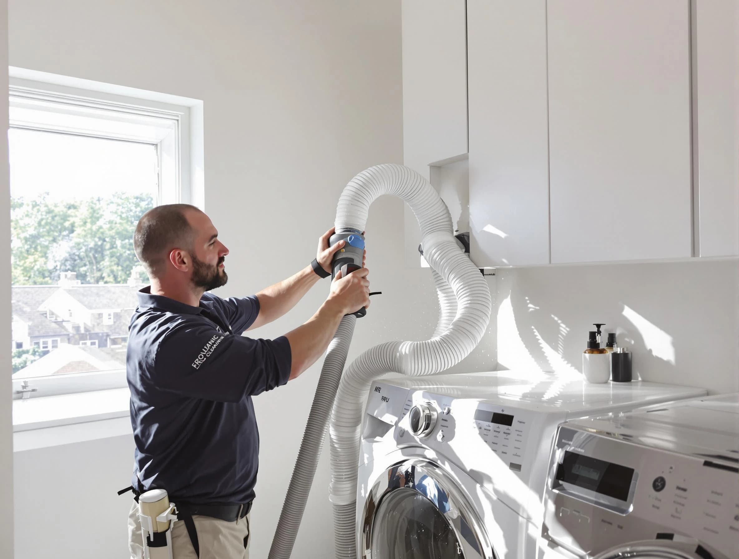 Certified Edmond Dryer Vent Cleaning technician performing dryer vent cleaning in Edmond