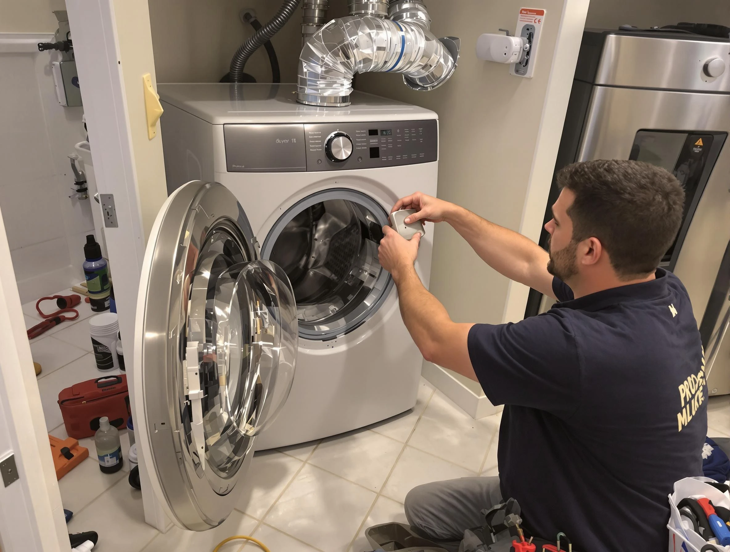 Edmond Dryer Vent Cleaning technician performing precise dryer vent hose installation in Edmond